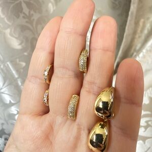 Elegant Gold Drop Earrings with Pavé Accents/D074